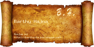 Barthy Hajna névjegykártya